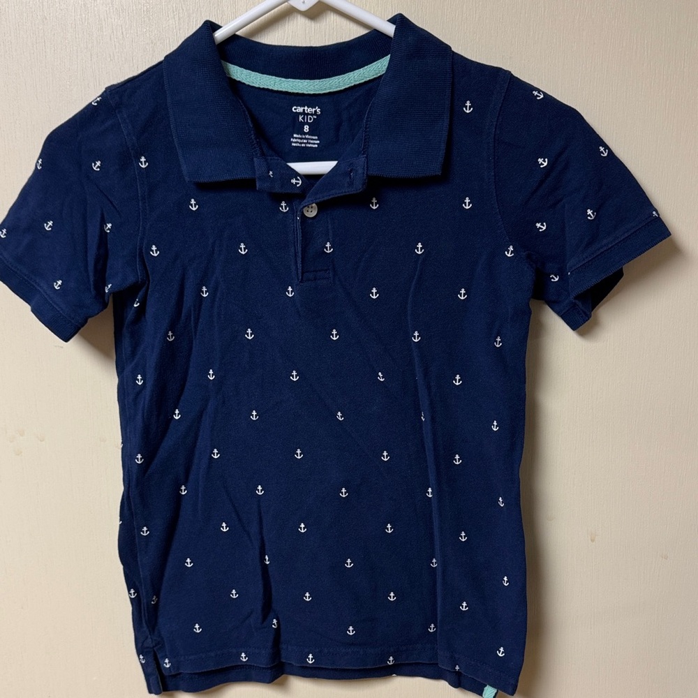 Carter's Dark Blue Polo with Anchor Design